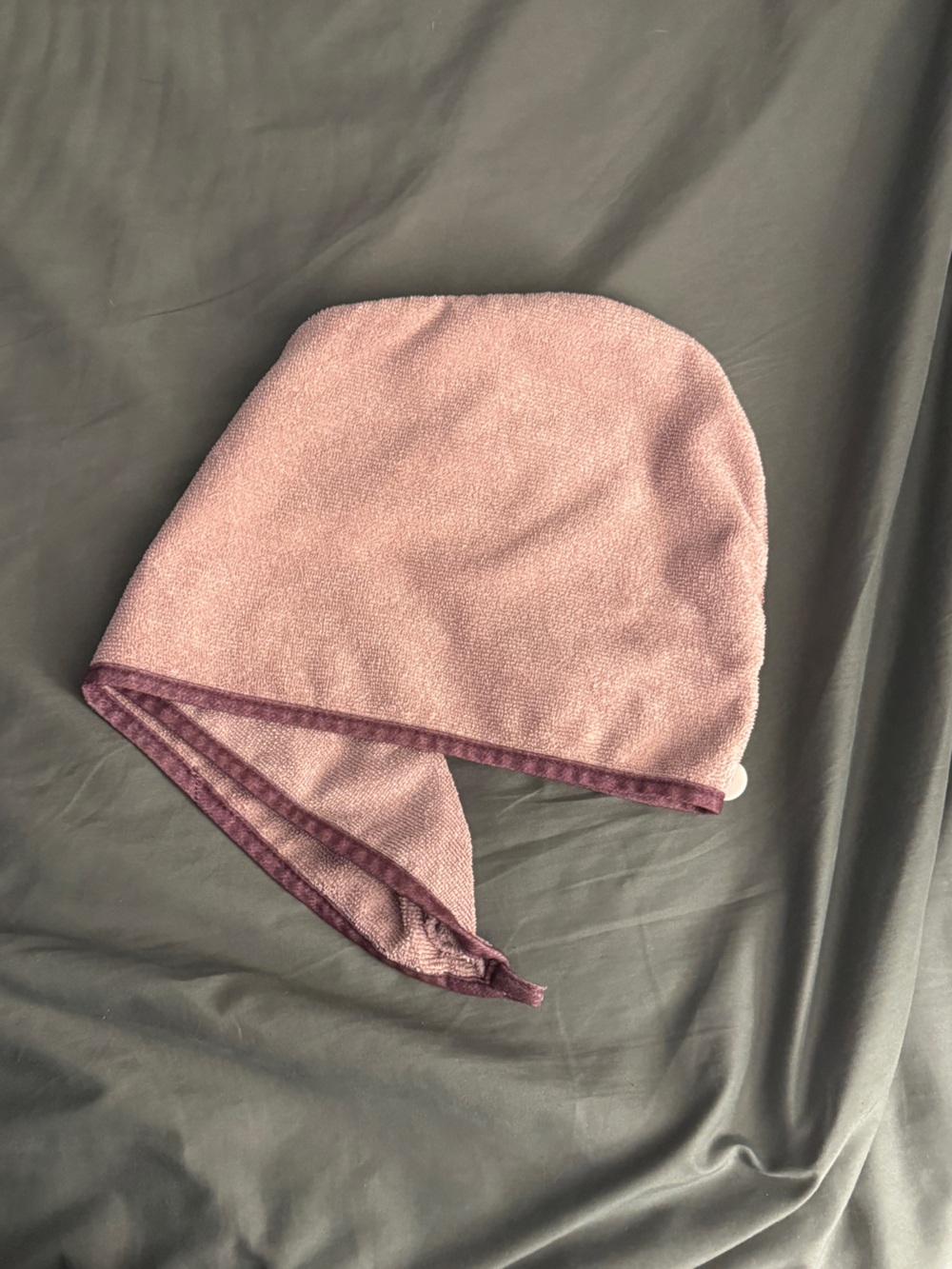 Womenโs Pink Microfiber Hair Turban with Purple Trim